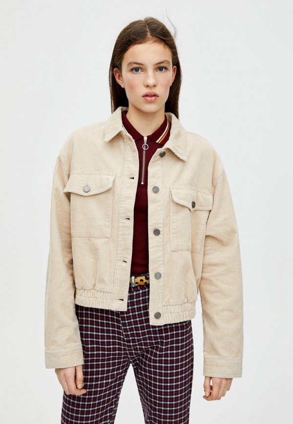 Женская бежевая вельветовая куртка-рубашка от Pull&Bear, 2,999 руб. |  Lamoda | Лукастик