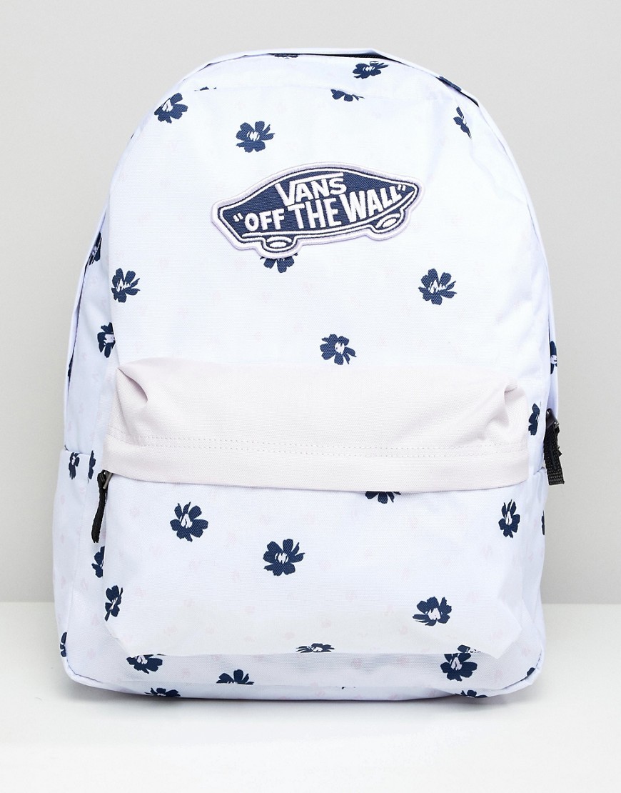 vans white floral backpack
