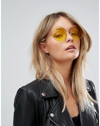 ray ban round yellow sunglasses