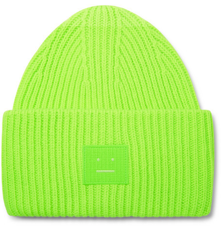 acne studios lime green beanie