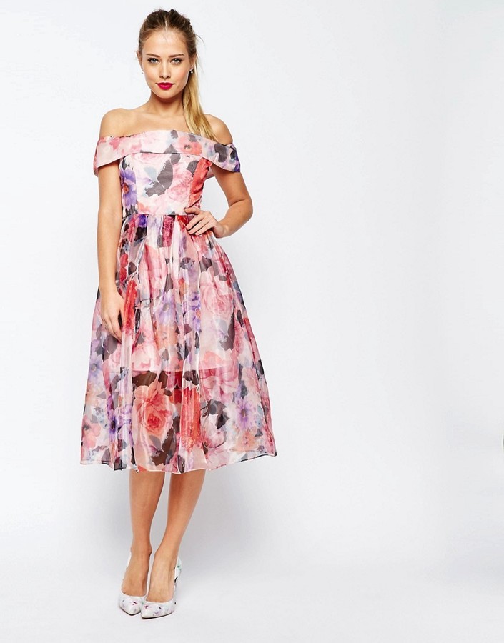 asos floral bardot dress