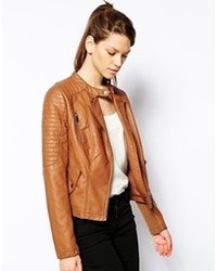 asos tan leather jacket