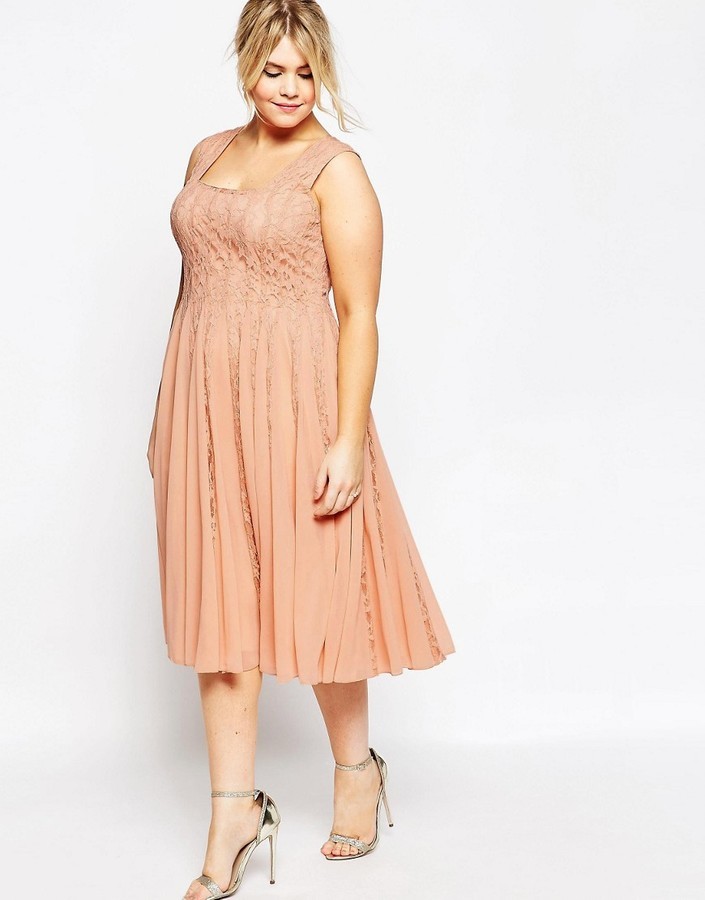 asos peach lace dress