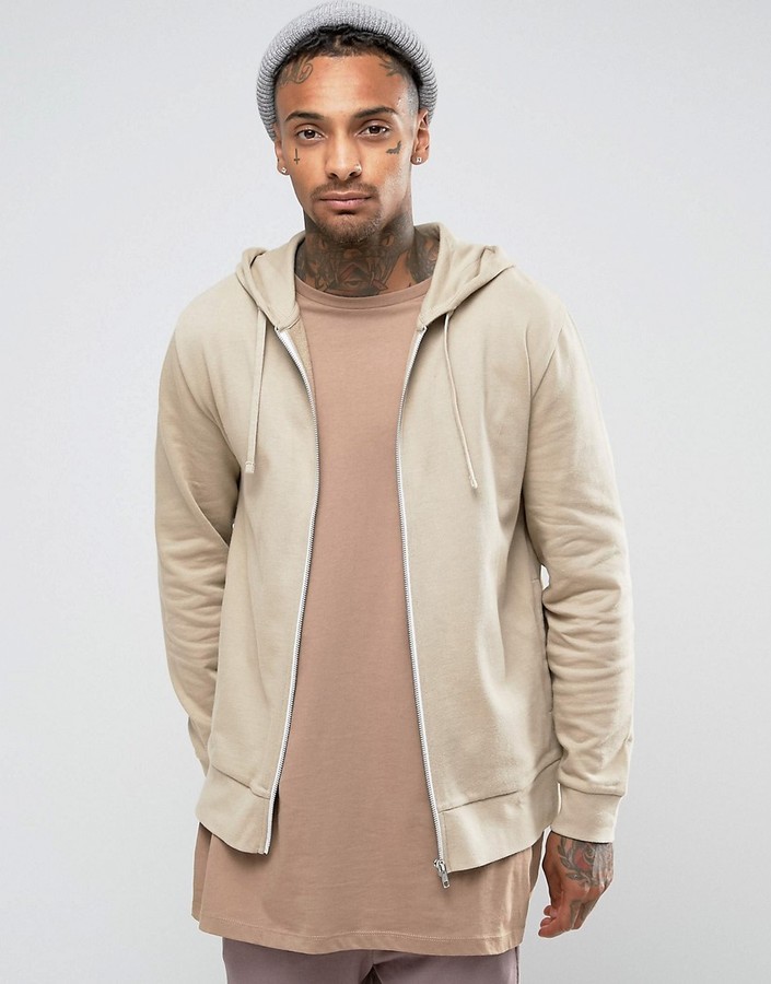 beige zip up hoodie