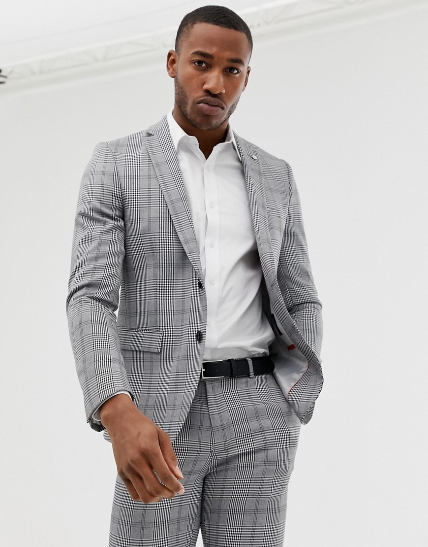 grey suit with black check