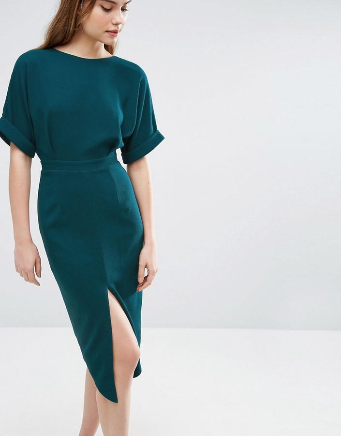 asos wiggle dress with split front