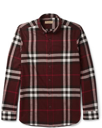 burgundy burberry shirt