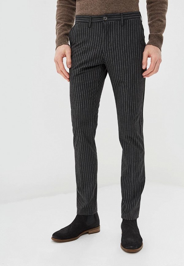 Мужские темно-серые классические брюки в вертикальную полоску от BAWER,3,557 руб.