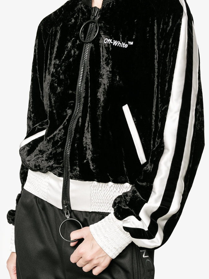 off white cropped bomber jacket