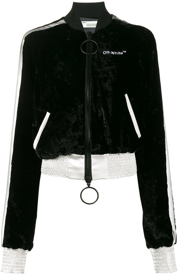 off white cropped bomber jacket