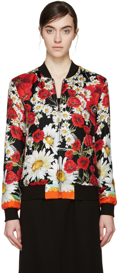 dolce and gabbana floral bomber jacket