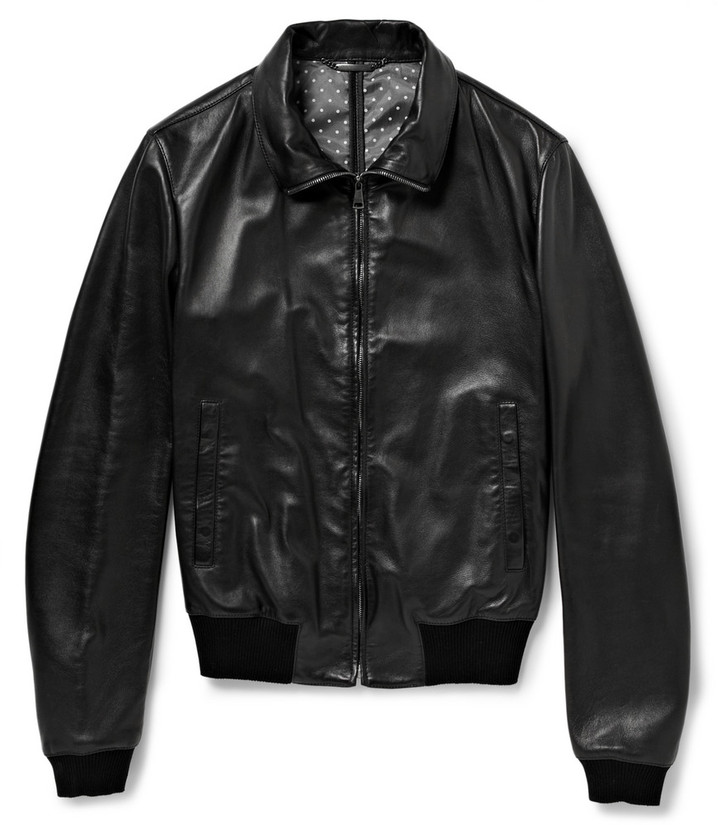 dolce & gabbana leather bomber jacket