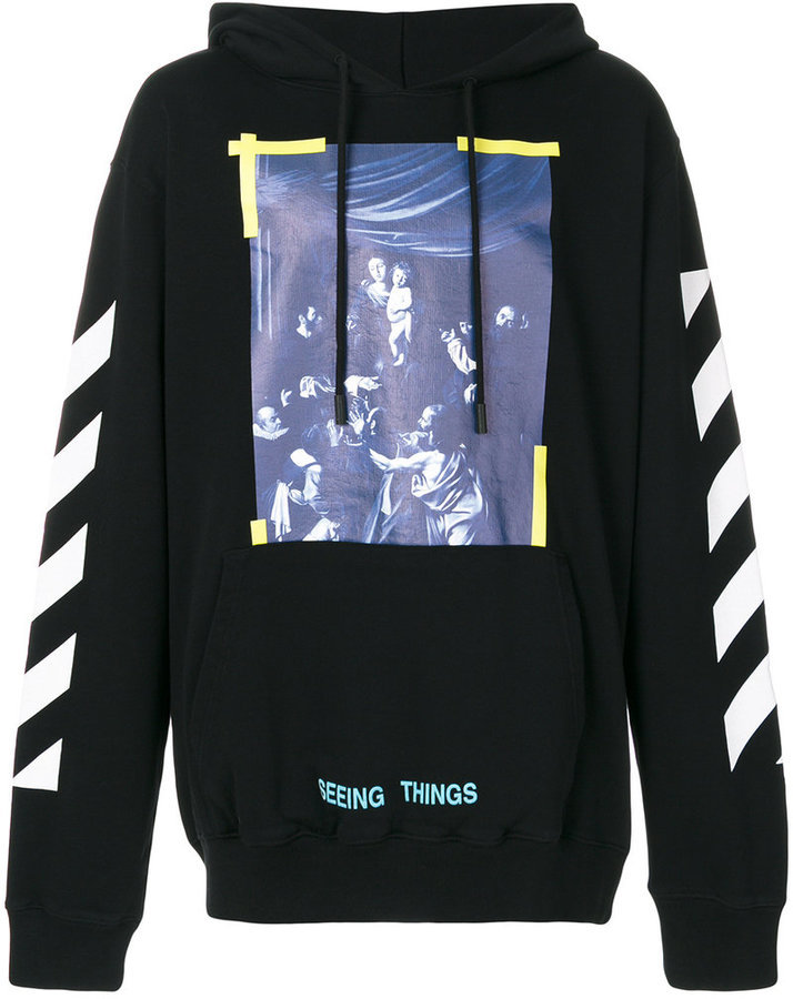 off white print hoodie