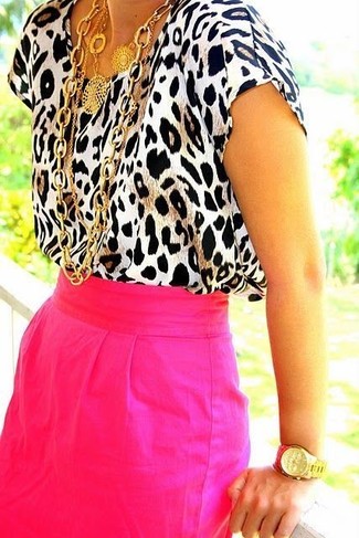 Блузка под леопардовую юбку фото