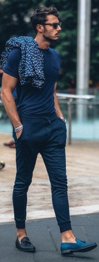 Синие спортивные штаны мужские с чем носить
