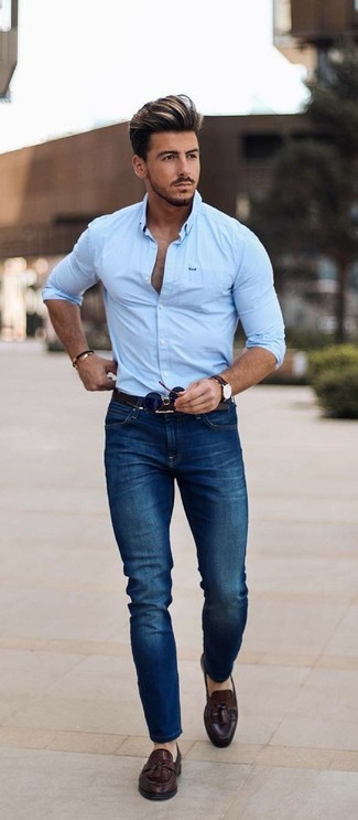 Рубашка к синим джинсам