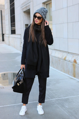 Черное пальто оверсайз женское с чем носить