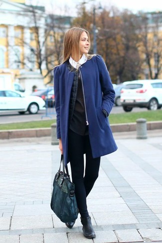 Пальто синее женское демисезонное с чем носить