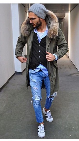 Зимняя куртка с джинсами мужские