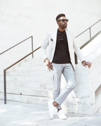 С чем носить белый пиджак мужчине – 500+ фото