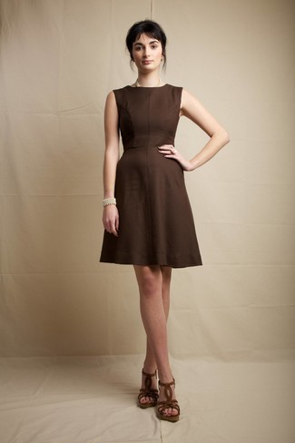 Черно коричневое платье