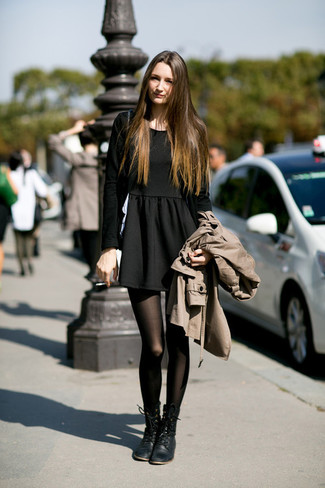 Черное Платье Черные Колготки Черные Ботинки