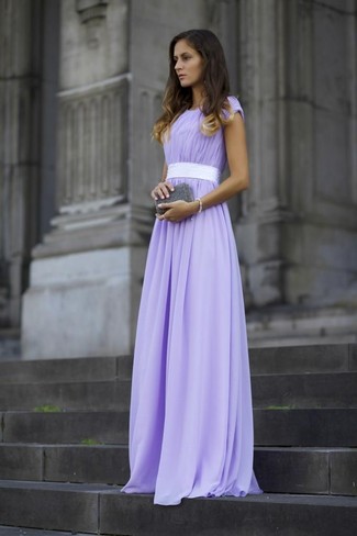 Длинное платье в пол фиолетовое