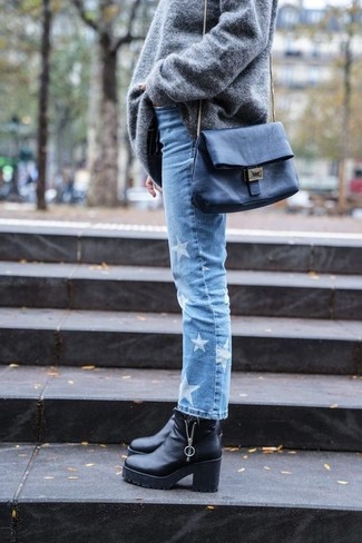 Женские зимние ботинки с джинсами