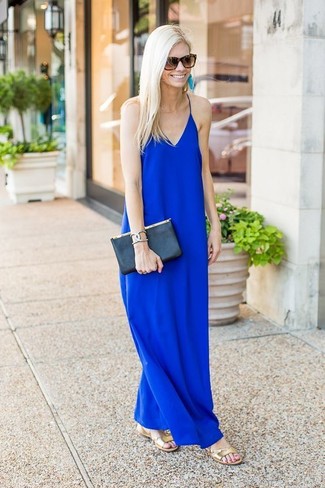Длинные синие платья летние
