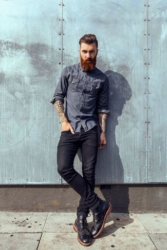 Мужская мода джинсы и ботинки