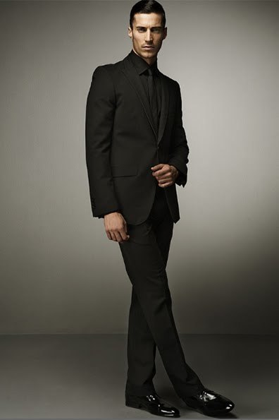 Abito Nero Uomo Camicia Nera Suit Completo Nero Camicia Bordeaux