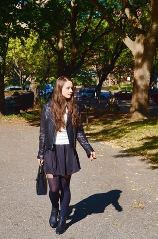 Как носить ботильоны с косухой