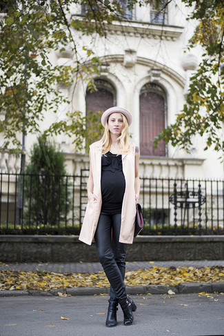 Как носить ботильоны с пальто без рукавов