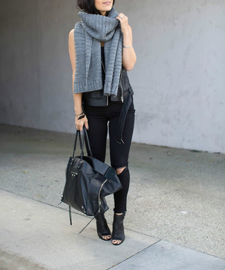 Как носить ботильоны с безрукавкой