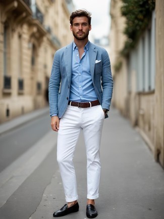 Какие брюки чинос носить с бирюзовым пиджаком