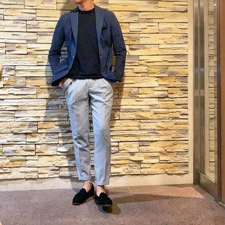 Какие пиджаки носить с бирюзовыми брюками чинос