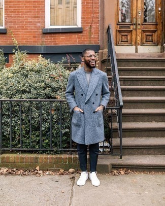 С чем носить бирюзовое длинное пальто