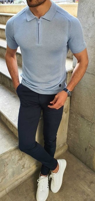С чем носить бирюзовую футболку-поло мужчине