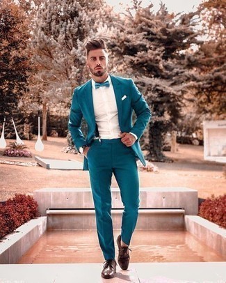 Какие броги носить с бирюзовым костюмом