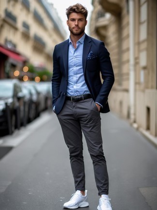 Как носить кроссовки с пиджаком мужчине