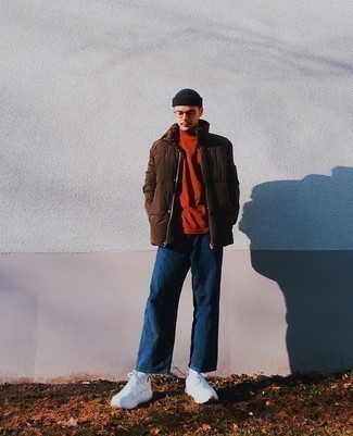 Как носить кроссовки с курткой-пуховиком мужчине