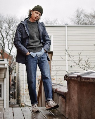 Как носить кроссовки с дождевиком мужчине