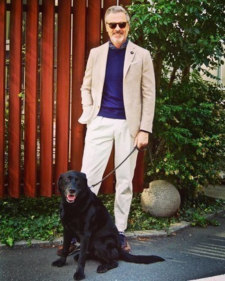 Какие кроссовки носить с бежевым пиджаком мужчине