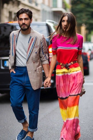 Какие слипоны носить с бежевым пиджаком мужчине