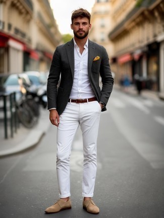 Какие пиджаки носить с бежевыми брогами