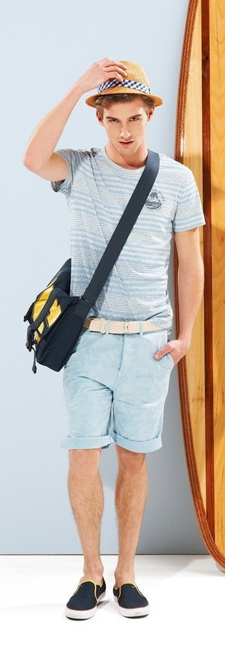 С чем носить бежевый ремень из плотной ткани мужчине