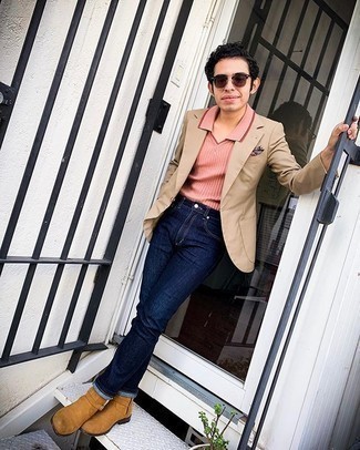 Какие пиджаки носить с бежевыми ботинками челси мужчине