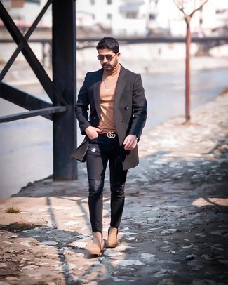 Какие водолазки носить с бежевыми ботинками челси мужчине