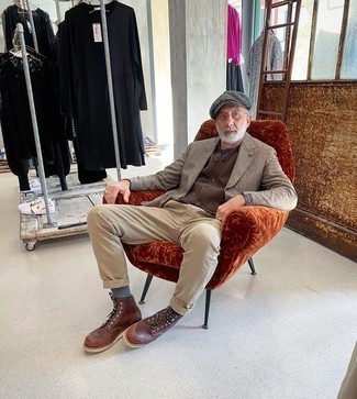 Как носить бежевые брюки чинос с бежевым пиджаком