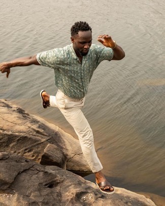 Какие сандалии носить с бежевыми брюками чинос